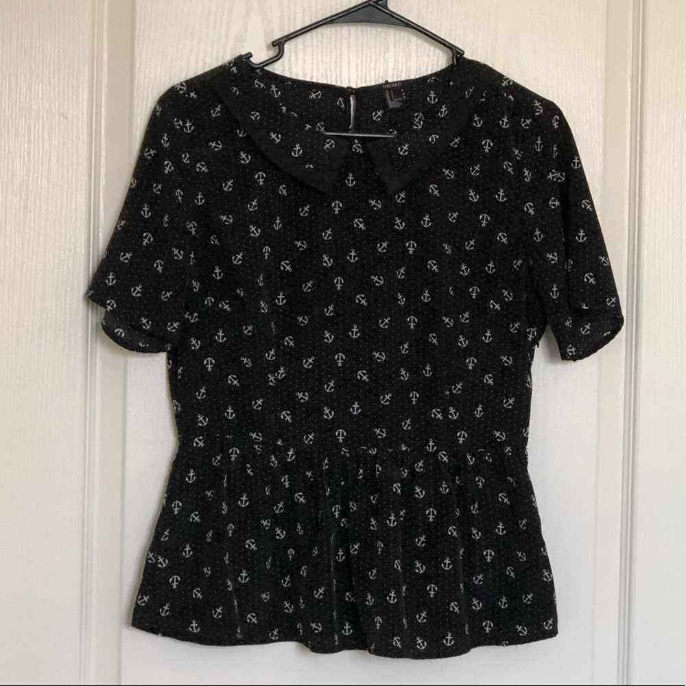 Forever 21 Black and White Anchor Top